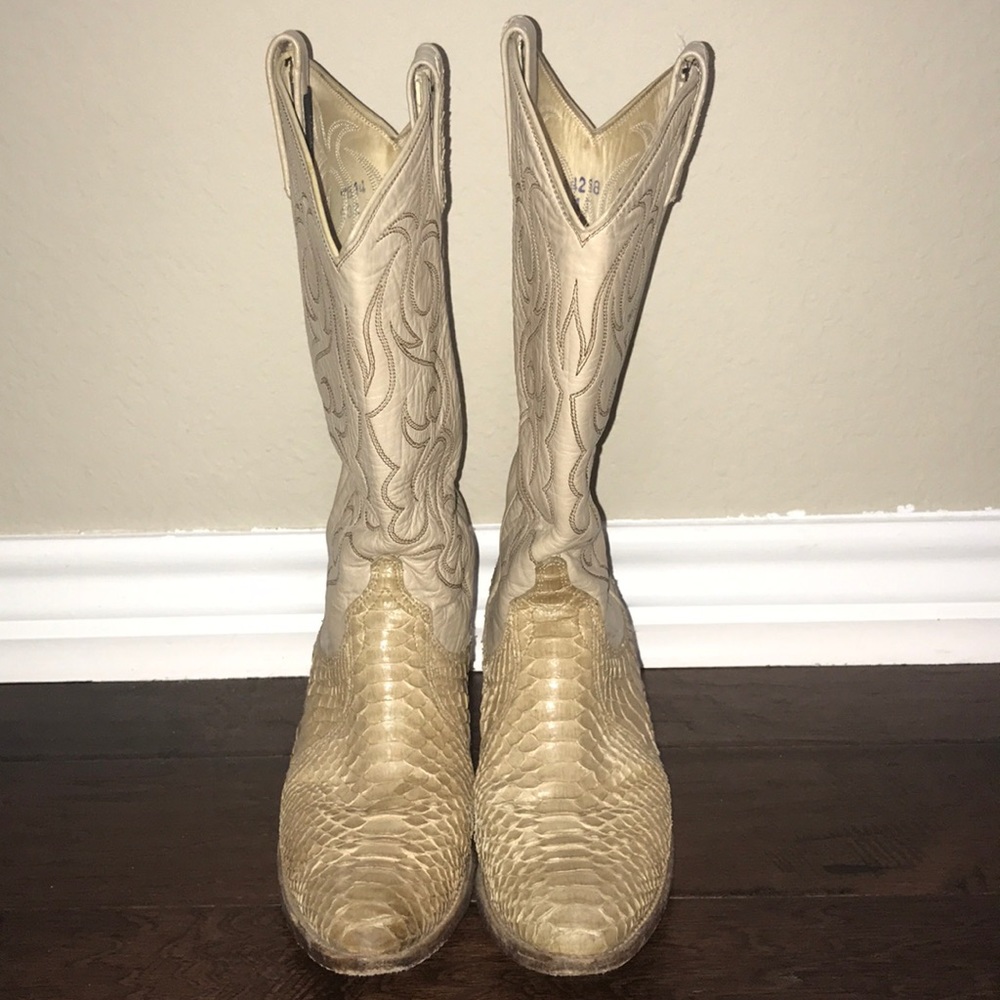 RARE Dan Post snakeskin cowboy boots - Picture 2 of 14